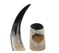 OSALADI Ensemble 1 Chope à Bière Viking en Corne de Bœuf 25-30 CM Grosse Capacité Bol en Corne Naturelle Récipient à Hydromel et Vin Accessoire de Fête et Décoration Vintage