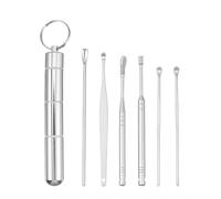 OSALADI Ensemble 7 pièces d'outil pour oreilles en acier inoxydable, cuillères argentées avec poignée ergonomique, nettoyant oreille adulte pour usage domestique
