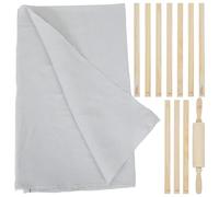 OSALADI Ensemble de 12 Outils pour Poterie avec Rouleaux à Pâtisserie en Bois Guide de Profondeur Réglable Nappe en Lin Antiadhésive Kit Complet pour Modelage D’Argile et Céramique