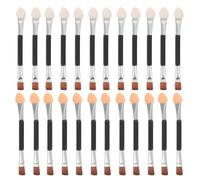 OSALADI Ensemble de 30 Pinceaux Maquillage Double Embout pour Yeux Applicateurs Biseautés et Éponges en Latex Tube Aluminium Argenté Petit Format Voyage pour Fard à Paupières et