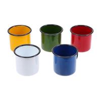 OSALADI Ensemble de 5 Tasses en Émail Vintage, Design à Ouverture Large et Texture Soignée, Utilisation Polyvalente pour Boissons Chaudes, Café et Thé Couleur Aléatoire