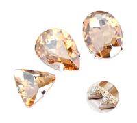 OSALADI Ensemble de 50 Strass en Verre à Griffes Cristal Doré Clair et Base Argentée Forme Goutte d'Eau Mixte pour Couture DIY Décoration Costume et Accessoires Textiles