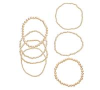 OSALADI Ensemble de Bracelets Dorés à Grosses Perles Élastiques Empilables en Ccb, Design Élégant et Polyvalent pour Femmes, pour Tenue Quotidienne ou Événement Formel, 7 Pièces
