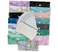 OSALADI Enveloppes Budgétaires Réutilisables avec Bouton-pression et Feuilles de Suivi Kit Enveloppes Marbrées Verticales pour Gestion des Dépenses Familiales et Contrôle des Finances