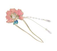 OSALADI Épingle à Cheveux en Émail Forme U Motif Pivoine, Accessoire Coiffure Femme Traditionnel Chinois, Épingle à Chignon Haut pour Mariages et Fêtes, Postiche Élégant pour Cheveux Fins
