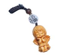 OSALADI Figurine Ange en Bois Pendentif Ailes Décoration Voiture Ornement Religieux Intérieur Suspendu pour Conducteur Noël Bureau Voiture