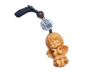 OSALADI Figurine Ange en Bois Pendentif Ailes Décoration Voiture Ornement Religieux Intérieur Suspendu pour Conducteur Noël Bureau Voiture