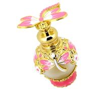 OSALADI Flacon Compte-Gouttes en Verre 15 ML Rose Bouchon Libellule en Alliage, Flacon D’aromathérapie Rechargeable pour Huiles Essentielles, Parfum et Cosmétiques, Voyage et Usage