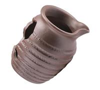 OSALADI Fontaine en Pot Céramique Écologique Mini, Cascade D’Eau Naturelle sans Pompe, Pot Décoratif Brun Antique 1 Pièce pour Aquarium, Jardin Zen et Ambiance Intérieure Paisible