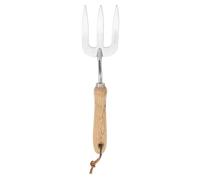 OSALADI Fourche à Main en Métal Inoxydable Manche en Bois de Camélia, Petite Pelle de Jardinage Légère et Ergonomique, Outil de Désherbage et Plantation Pratique pour Balcon et Jardin,