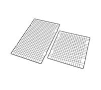 OSALADI Grille de Refroidissement Cuisine Antiadhésive en Fer Noir Lot de 2 Tailles pour Gâteaux Biscuits et Rôtissage Support Pratique pour Refroidir et Cuire