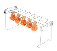 OSALADI Grille Pliable en Acier Inoxydable pour Barbecue 14 Emplacements Support pour Cuisses et Ailes de Poulet Accessoire de Cuisson Extérieur pour Grillades en Plein Air et Camping