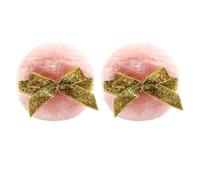 OSALADI Houppette à Poudre pour Bébé 2 Pièces, Douce Fibre Super Fine, Longue Peluche Pailletée Rose, Adaptée aux Soins du Corps et Poudres Bébé, Accessoire Délicat et Sûr pour