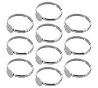 OSALADI Kit de 10 Anneaux Réglables en Acier Inoxydable pour Garçon et Filles Bagues Ajustables avec Base Ronde Adhésive 6Mm Anneaux Métal pour Loisirs Créatifs et Fabrication de Bijoux