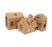 OSALADI Kit De Bricolage pour Maison De Poupée Miniature 3 Pièces Maison en Carton À Faire Soi-Même pour Enfants - Stimule L'Imagination Et La Motricité Fine pour Les Activités en