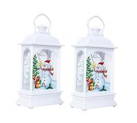 OSALADI Lanterne Tempête de Noël 2 Pièces Lumineux Lampe Décorative LED Suspendue Décoration Intérieure et Extérieure Centre de Table Accessoires de Fête Blanche