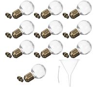 OSALADI Lot de 10 Breloques Pendentifs Bouteilles en Verre Transparentes Mini Flacons Sphériques Creux 6 MM Bouchons à Vis Couleur Bronze pour Créations Bijoux et Décorations Suspendues