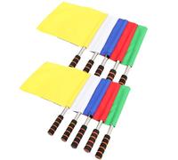 OSALADI Lot de 10 Drapeaux d'Arbitre de Football en Polyester Manche Inox 5 Couleurs Assorties Petits Drapeaux de Signalisation pour Match Course et Gestion de Trafic Extérieur