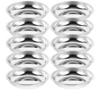OSALADI Lot de 10 Petites Assiettes Plates en Acier Inoxydable 8 Cm, Soucoupes Résistantes la Chaleur pour Sauces et Amuse-gueules, Adaptées aux Repas la Maison, Pique-niques