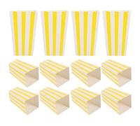 OSALADI Lot de 12 Boîtes à Popcorn en Papier Jaune Rayé, Format Moyen, Légères et Résistantes, pour Soirées Cinéma, Fêtes D’anniversaire et Emballage de Snacks comme Frites ou Poulet Pané