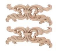 OSALADI Lot de 2 Appliques Décoratives en Bois Non Peint 20X8 CM Sculpture de Fleur d'angle pour Meubles Autocollants Muraux Polyvalents Style Européen Décoration DIY pour Armoires