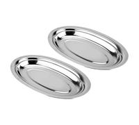 OSALADI Lot de 2 Assiettes Ovales en Acier Inoxydable Antirouille pour Desserts et Collations, 28 CM, pour Service de Pâtisseries