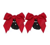 OSALADI Lot de 2 Barrettes Chignon Nœud Élégant Rouge Filet à Chignon et Pince Résistante Accessoire Coiffure pour Femme Professionnelle - Infirmière Banque Restauration Tenue de