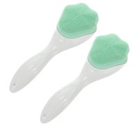 OSALADI Lot de 2 Brosses Nettoyantes Visage en Silicone Forme Griffe, Vertes, Long Manche, Exfoliant Doux et Outil de Massage Visage, Nettoyage Manuel pour Peau Sensible, Soin Beauté