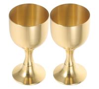 OSALADI Lot de 2 Calices en Laiton Brossé 50g, Coupes Vintage pour Sainte Cène, Gobelets D’offrande à Pied Haut, Accessoires Religieux pour Autel et Cérémonie, Nettoyage Facile, Finition