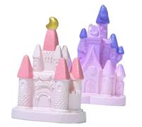 OSALADI Lot de 2 Châteaux Miniatures Féeriques Décoration Miniature de Jardin et Micro-Paysage Ornement pour Terrarium Bureau et Mini-Jardin Château Décoratif Violet et Lune pour