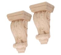 OSALADI Lot de 2 Consoles Murales en Bois Sculpté 6X11X4 CM Supports Décoratifs Style Colonne Romaine Européenne pour Étagère Murale Cheminée Porte Décoration Intérieure Rustique