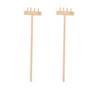 OSALADI Lot de 2 Mini Râteaux en Bambou Naturel 14 Cm X 3,5 Cm, Râteau de Jardin Zen à 4 Dents, Accessoires pour Bac à Sable, Outil Écologique pour Décoration Jardin Zen et Bureau