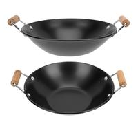 OSALADI Lot de 2 Petites Marmites Ménagères en Métal avec Double Poignée en Bois Foncé Poêles Épaisses 23 CM Adaptées pour Fondues Plats Mijotés et Usage Quotidien Cuisine