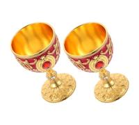 OSALADI Lot de 2 Petits Verres à Liqueur en Métal 30 Ml Finition Blanc et Rouge Doré Verres Rétro Multifonction pour Boissons Alcoolisées et Non Alcoolisées pour Usage Domestique et