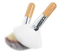 OSALADI Lot de 2 Pinceaux à Maquillage Visage Éventail et Blush, Poils Synthétiques Doux, Manche Court Bois Naturel, pour Poudre Fixante et Terracotta, Maquillage Visage Quotidien