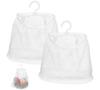 OSALADI Lot de 2 Pochettes Suspendues en Filet Blanc, Multifonctionnelles et Respirantes, 30x40 Cm, pour Rangement de Fruits, Légumes, et Salle de Bain - Paquet de Rangement Mural