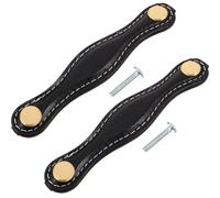 OSALADI Lot de 2 Poignées de Porte en Cuir PU Vintage 96 MM Noir Poignées de Tiroir et Meuble pour Armoire Commode et Placard Accessoires Décoratifs pour Intérieur Moderne