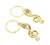 OSALADI Lot de 2 Porte-clés Musicaux en Métal Doré, Pendentifs Notes de Musique et Microphones, Accessoires Décoratifs pour Paquet, Présents de Fête Musicaux et Festivaliers, Idée Présent