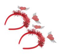 OSALADI Lot de 2 Serrage-Têtes Rouges de Cœur à Paillettes Accessoires de Fête Saint-Valentin Bandeaux Confortables pour Garçon et Filles pour Mariages Anniversaires et Photomatons