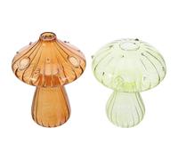OSALADI Lot de 2 Set de Vases Champignon en Verre Transparent Pot de Fleurs Hydroponique pour Plantes Aériennes et Succulentes Décoration Cottagecore pour Bureau et Intérieur Support