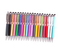 OSALADI Lot De 2 Stylets Multifonctions en Cristal Et Diamant pour Écrans Tactiles Capacitifs, Stylos à Bille Rétractables 0,7 Mm, Usage Tablette Et Smartphone, Finition Argenté Transparente Élégante