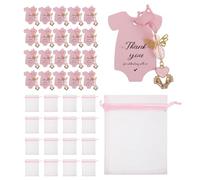 OSALADI Lot de 20 set de Porte-Clés Décoratifs Ange Couronne Rose pour Paquet et Clés Breloques Symboliques pour Shower Baptême et Fête Bébé Accessoires Présents Invités Taille