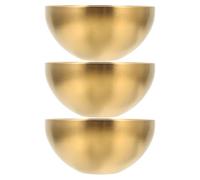 OSALADI Lot de 3 Bols de Service en Acier Inoxydable Doré 201, 15 Cm, Bols Alimentaires Pratiques pour Salades, Fruits et Nouilles, Adaptés Usage Quotidien et Réutilisable Cuisine