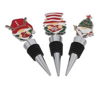 OSALADI Lot de 3 Bouchons de Bouteille de Vin de Noël en Verre Réutilisables Bouchons à Vin Mignons Père Noël Gnome Conservation Fraîcheur Accessoire Festif pour Décoration et Présent