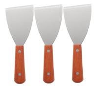 OSALADI Lot de 3 Petites Pelles à Steak Triangulaires en Acier Inoxydable Manche en Bois Spatules Ménagères Portables Cuisine Occidentale Grattoirs pour Plaque de Cuisson et Pâtisserie