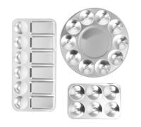 OSALADI Lot de 3 set de Plateaux à Peinture en Aluminium 12 10 et 6 Compartiments Palette de Mélange de Couleurs Robuste pour Aquarelle Gouache et Acrylique Outil de Peinture pour