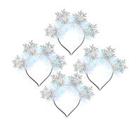 OSALADI Lot de 4 Bandeaux Flocons de Neige Argentés à Paillettes pour Fêtes de Noël, Accessoires Cheveux Festifs pour Filles, Serrage-têtes Légers et Confortables pour Événements