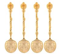 OSALADI Lot de 4 Cuillères à Gâteau Vintage en Acier Inoxydable Doré Cuillères à Café Mélanger Ergonomiques Dessert pour Thé Glace et Pâtisserie Ustensiles Cuisine Pratiques et Décoratifs