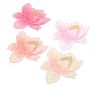 OSALADI Lot de 4 Écussons Brodés Lotus Thermocollants Appliqués Décoratifs en Tissu Multicolore pour Vêtements Paquet et Loisirs Créatifs