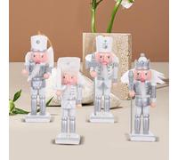 OSALADI Lot de 4 Figurines de Casse-Noisette en Bois Décorations de Noël de Table Soldats Traditionnels pour Décoration Festive Intérieure Coffret de Marionnettes de Noël en Bois